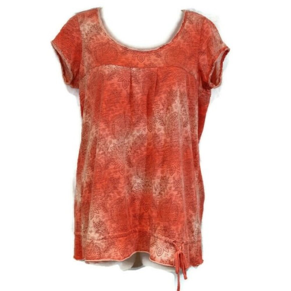 Ruff Hewn Y2K Bright Orange Ombre Floral Print Boho Festival Top SMALL